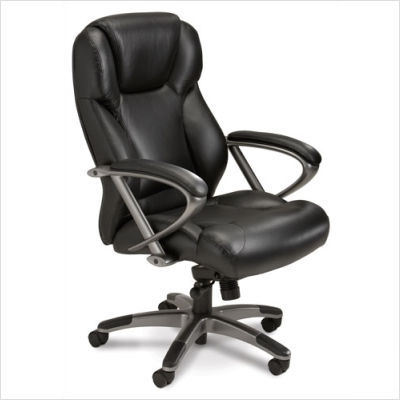 Ultimo high-back chair black leather w slate frame