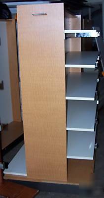 Rolling double sided slatwall shelf w/10 shelves 