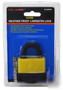 50MM waterproof padlock lock laminated steel w/ 3 keys