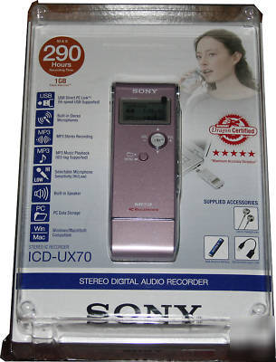 New sony icd-UX70 1GB stereo digital voice recorder 