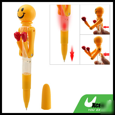 Yellow funny boxing fighting plastic ball point pen