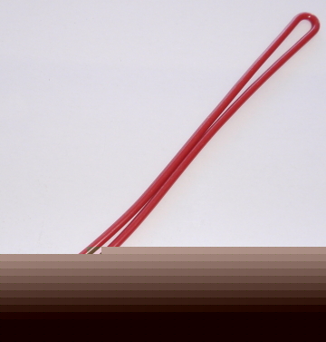 Red luggage tag (worm) loops for laminating pouches