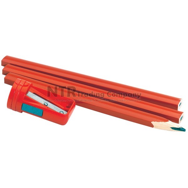 3 carpenters pencils 150MM long and sharpener
