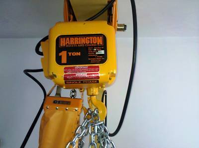 Harrington electric hoist, ramp, chain, & security gate