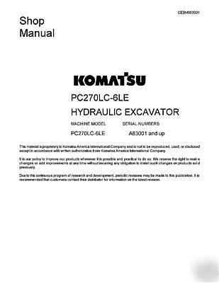 Komatsu shop manuals pc 200LC-6 thru pc 220-7 on a cd