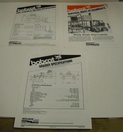 Bobcat c. 1980S attachments sale brochure lot