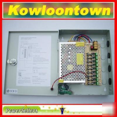 Switching power box supply 12V 5A 9 output w/ fuse led