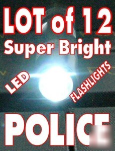 Wholesale lot of 12 police led flashlights 1W + battery