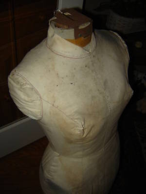 Antique display dress form woman cast iron base