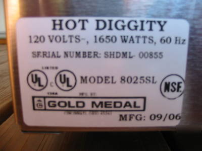 Gold medal hot diggity hot dog roller 8025SL