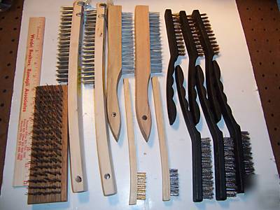 New 13 wire brushes steel&brass- wood&plastic handles 