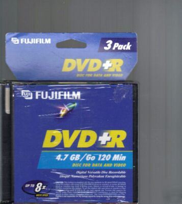 New fujifilm 3PK dvd+r 4.7GB 8X speed 