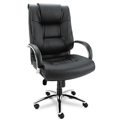 Tall sers high back tilt leather chair 450LB cap. black