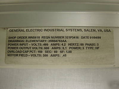 General electric adjustable speed 10HP dv-300 drive