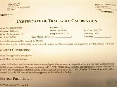 Tektronix TAP1500 1.5 ghz active probe,tekvpi interface