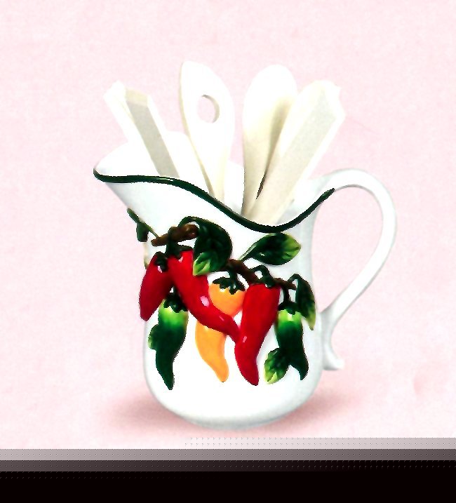 Kitchen utensil holder red hot chili pepper
