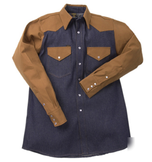 New lapco denim/brown work welder welding shirt sm-tall