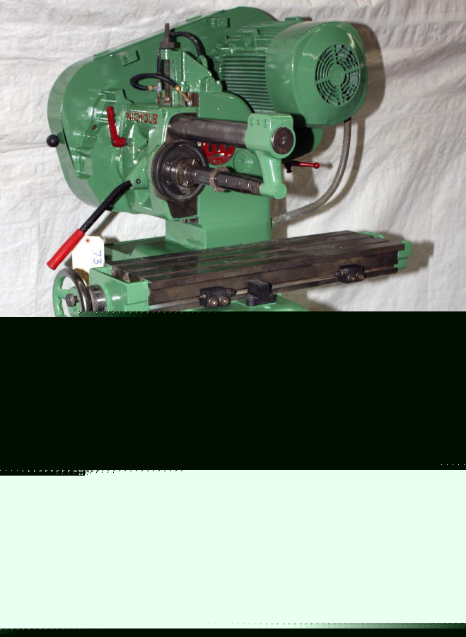 Nichols 8 tool room hand feed horiz. milling machine