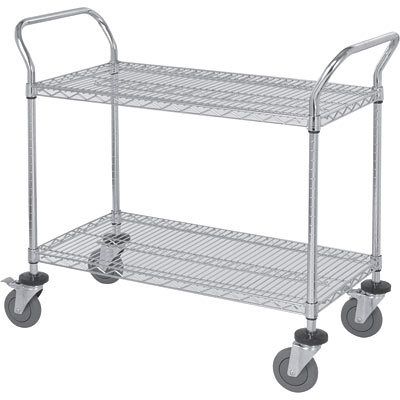 Wire shelving mobile utility cart 2 shelves, 18