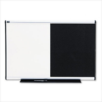 Dry-erase/bulletin board black white aluminum frame