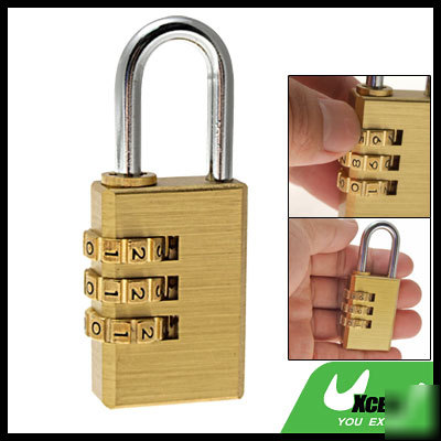 3 digit bag travel lock resettable combination padlock