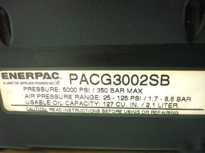 Enerpac turbo ii air hydraulic pump mdl#PACG3002SB