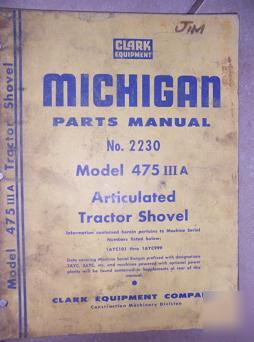 Michigan 475IIIA articulated shovel parts book 2230 w