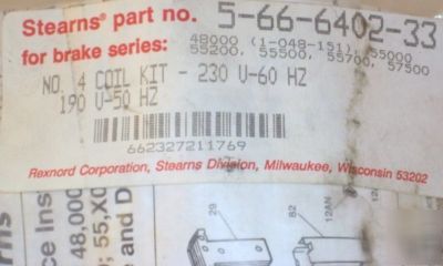 Stearns 5-66-6402-33 no. 4 coil kit 230V 60HZ 190V 50HZ