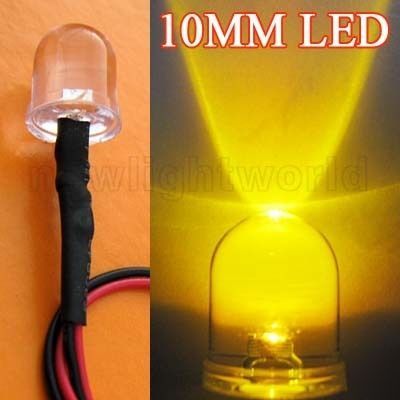 10 yellow 10MM led lights pre wired 12V for car pc diy