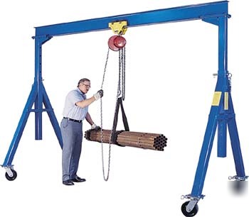 1-ton gantry crane, 20' w, 14' h, trolley, lever hoist