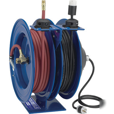 Combo air + electric hose reel w outlet attachment