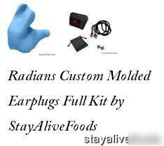 Custom molded earplugs blue black lanyard full options