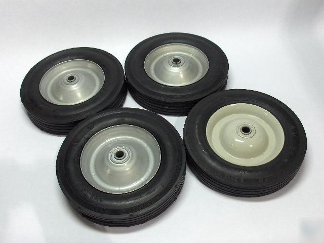 Lot of 4 solid rubber wheels 8X1.75 f steel hub offset