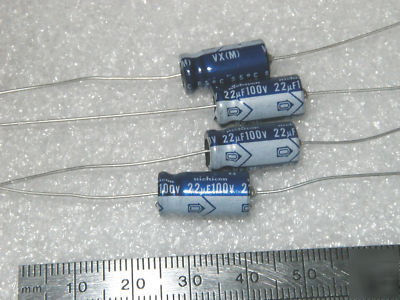 22 uf / 100V aluminum electrolyic capacitors (25 pcs)