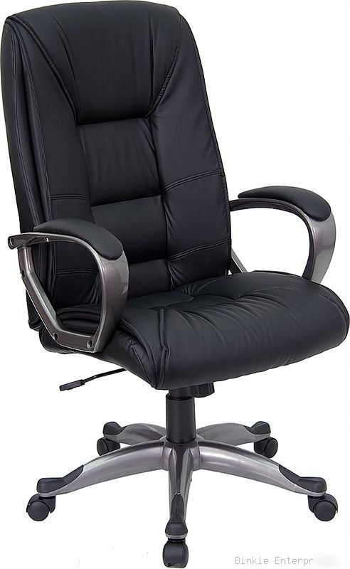 Black leather high back executive office computer chair
