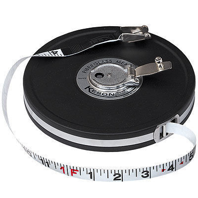 Fiberglass measureing tape, black-metal caseâ€”mc - 50.ft