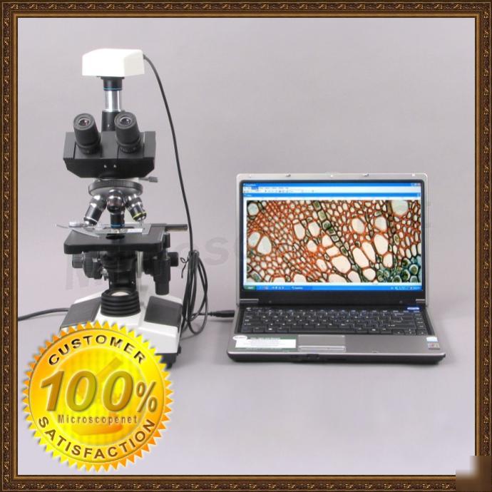 Lab clinic trinocular microscope 40X-1600X +3MP camera