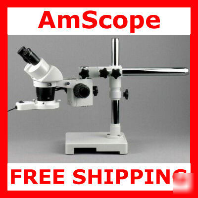 10X-20X-40X boom stand stereo microscope + ring light