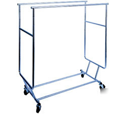 Clothing double bar rolling rack collapsible