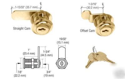 Gold plated finish glass door cam lock keyed alike 