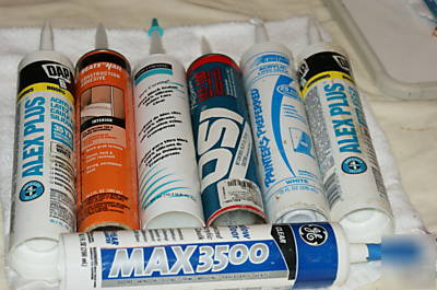 12 asorted latex&acrylic caulks+glassblock&tub sealants