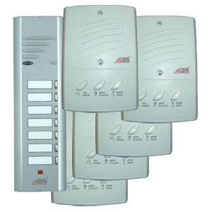 Apartment building intercom kit, 10 buttons system