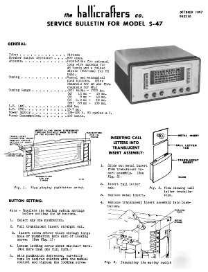 Hallicrafters s-47 service bulletin w/foldout sch Â»rÂ²