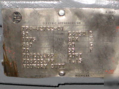 Howell 60 hp electric motor 1775 rpm