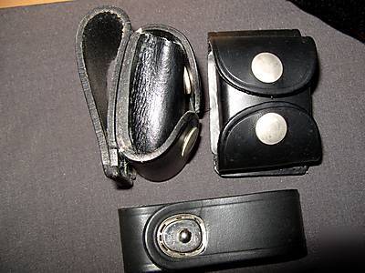 2 police duty belt pistol revolver bullet ammo case ++