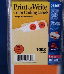Avery 05465 print or write color-coding label, orange
