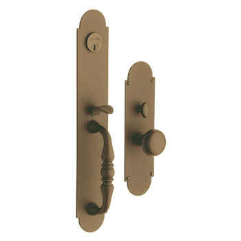 Baldwin 6573 polished brass full dummy handle trim set 