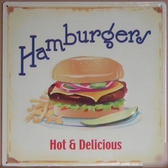 Hamburgers hot & delicious resturant diner tin sign