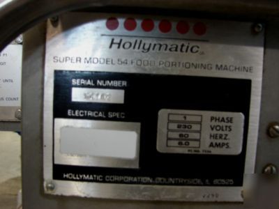 Hollymatic super 54 patty forming machine with conveyor