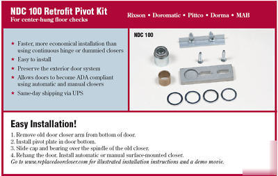 Ndc # 100 door closer retrofit kit, rixson, jackson